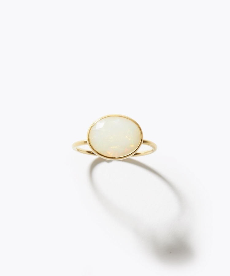 [eden] K10 oval white opal ring