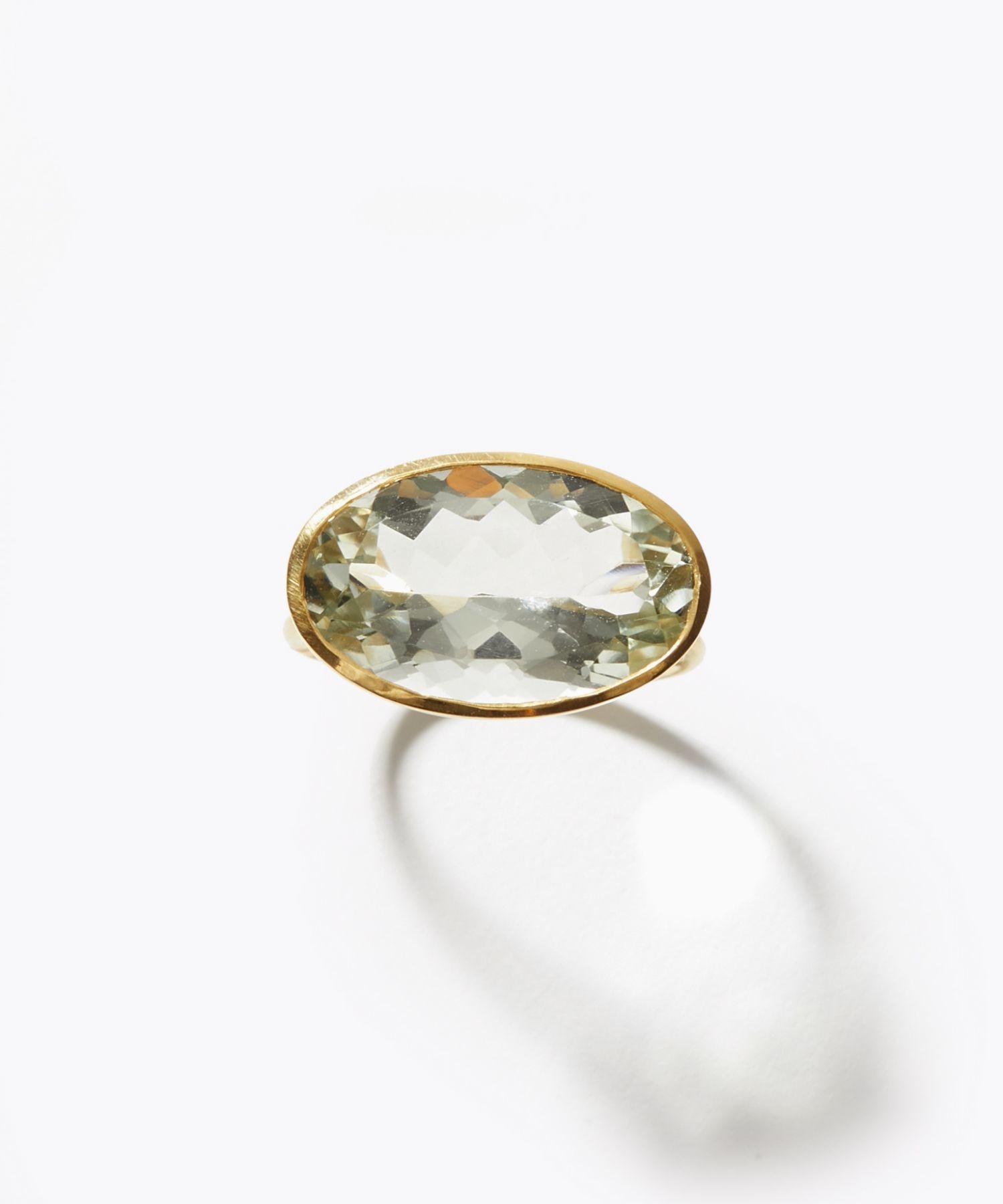 [eden] K10 oval green amethyst ring