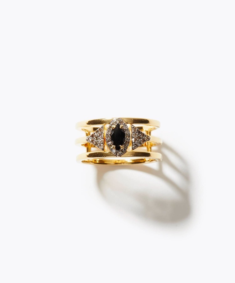 [gaia] marquise black spinel pave diamond stacking ring