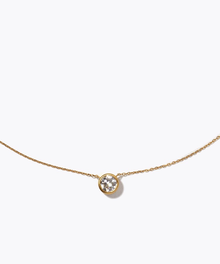 [basic] K18 lab grown diamond bezel necklace