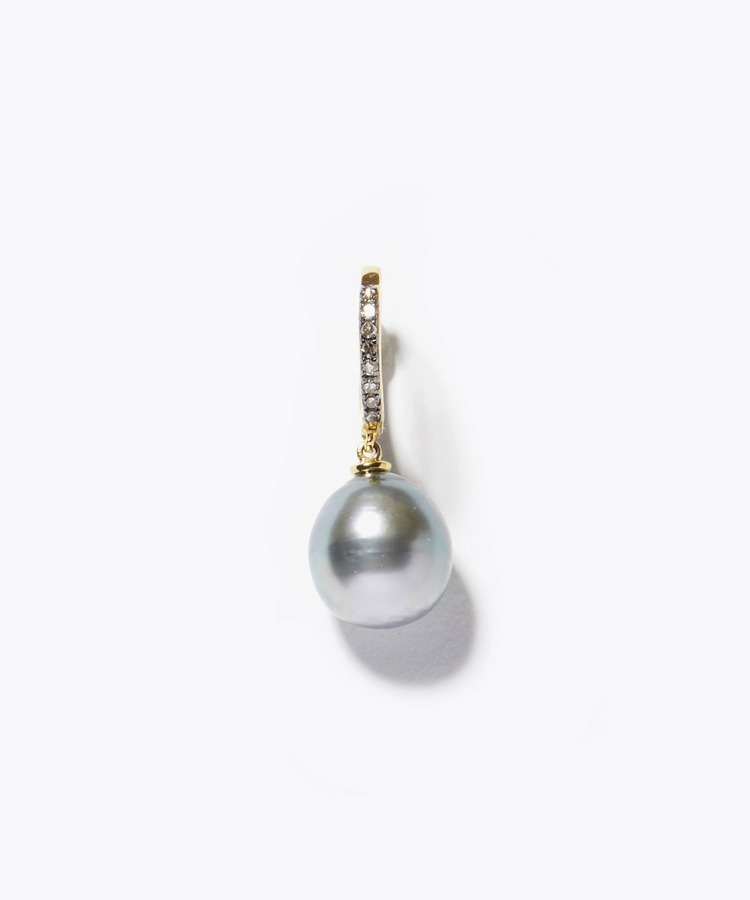 [elafonisi] tahiti pearl pave diamond single pierced earring