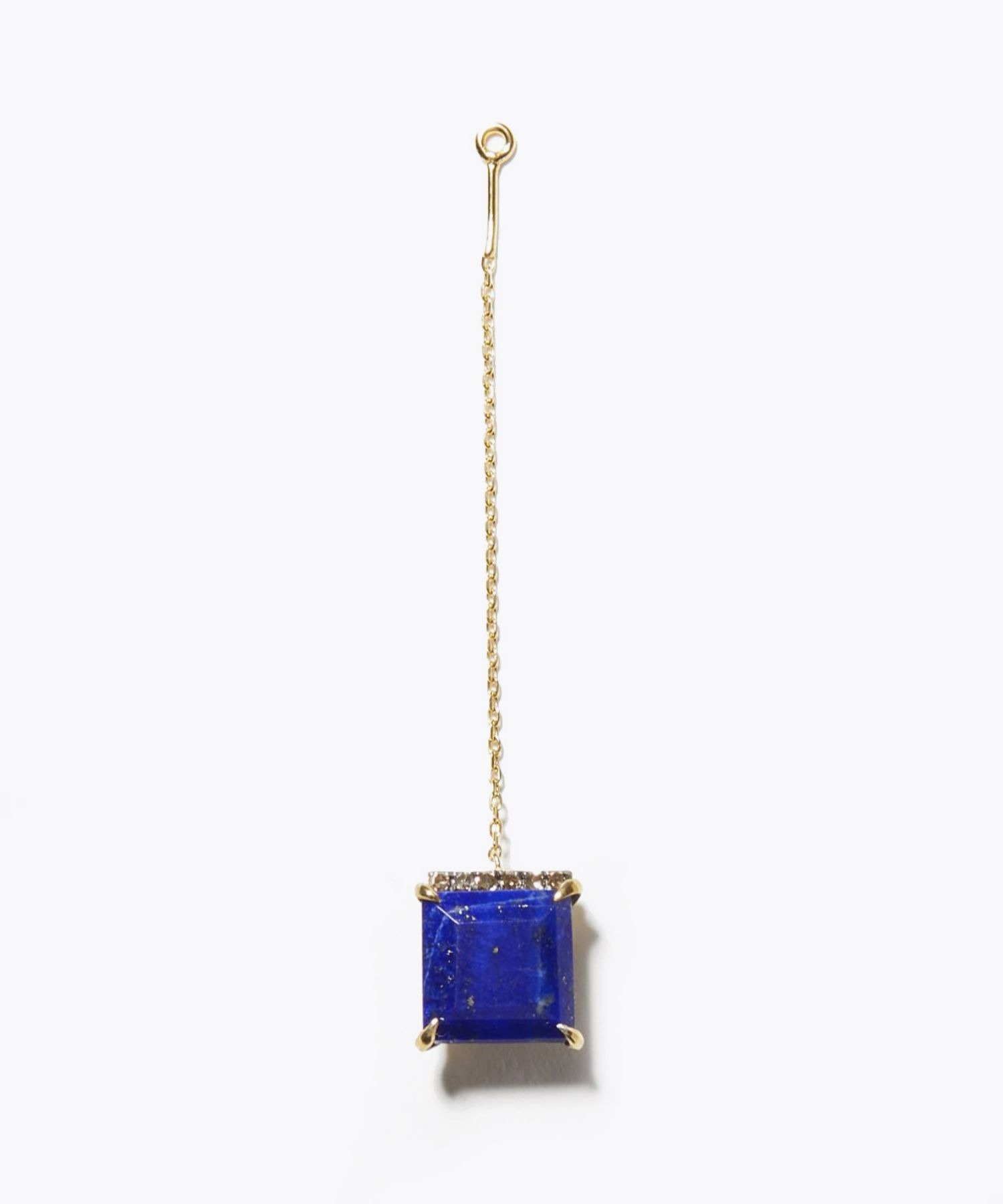 [elafonisi] square lapis lazuli pave diamond chain ear charm