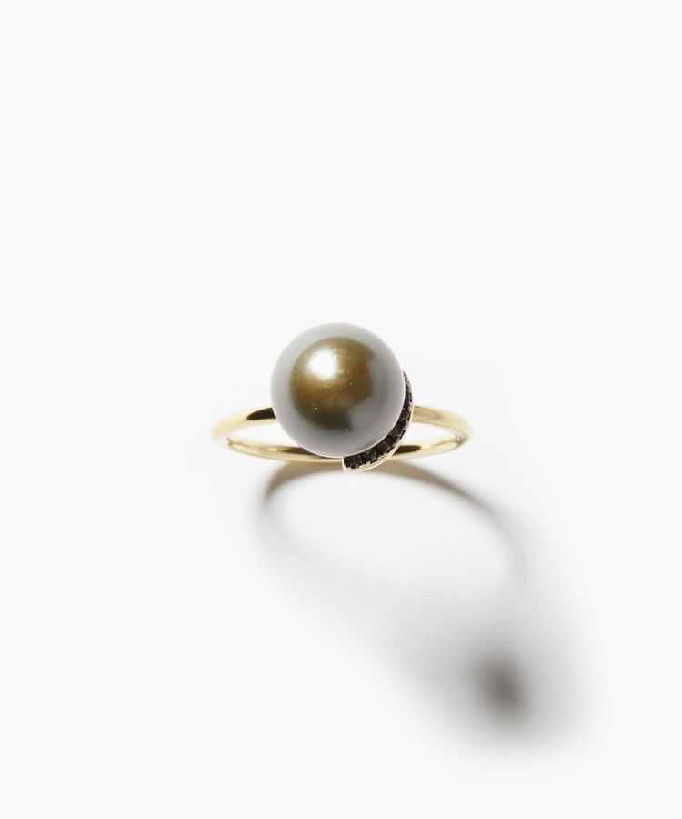 [elafonisi] tahiti pearl pave diamond ring