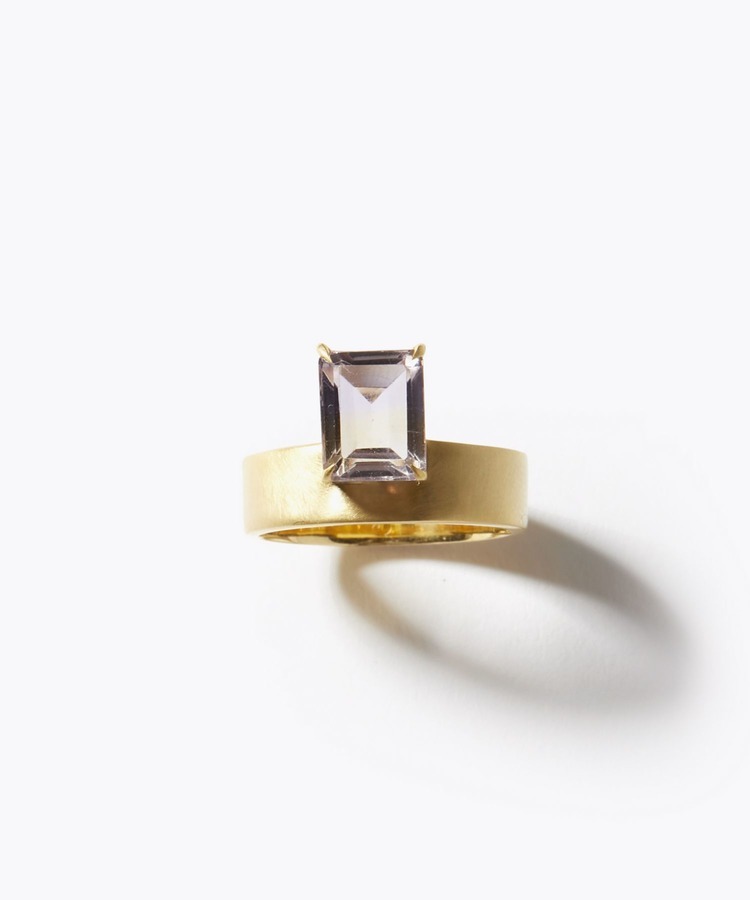 [ancient] rectangle ametrine wide band ring