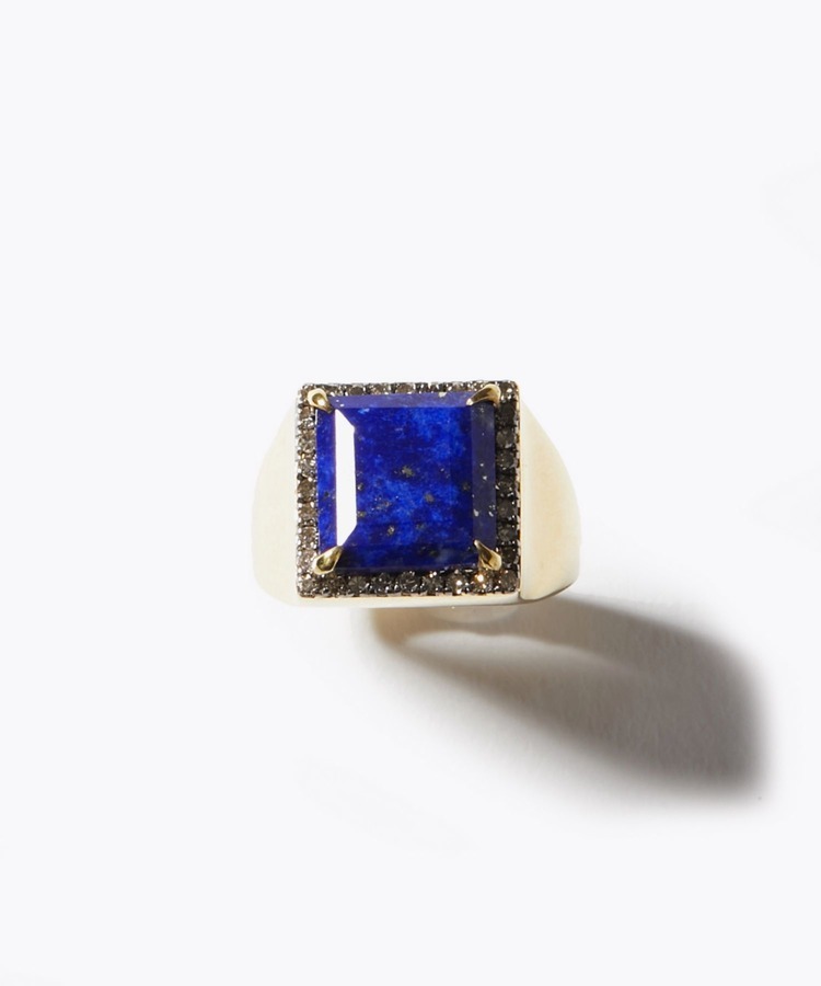 [elafonisi] square lapis lazuli pave diamond ring