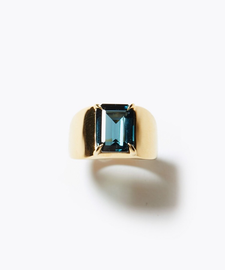 [ancient] rectangle london blue topaz pinky ring