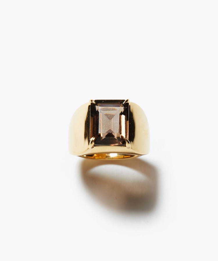 [ancient] rectangle smoky quartz pinky ring
