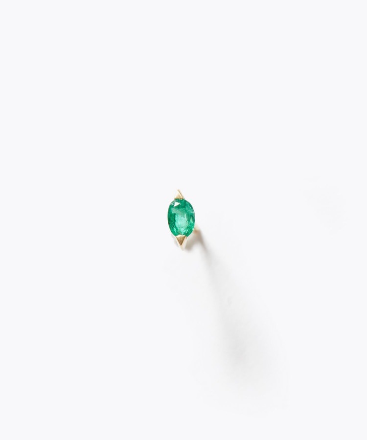 [eden] K18 emerald petit stud single pierced earring