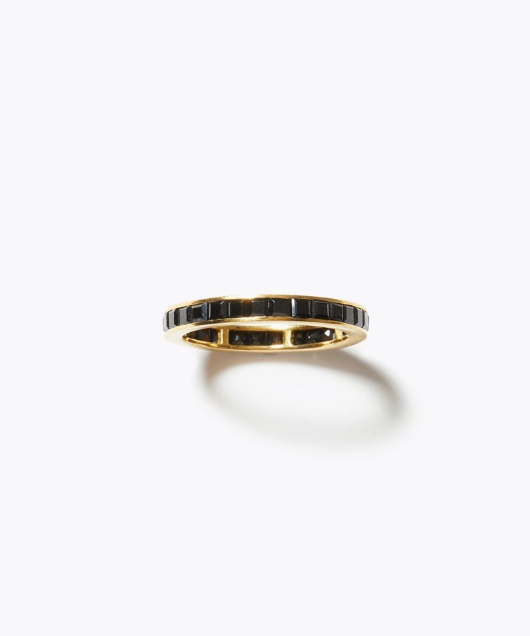 [eden] K10 black spinel square pave eternity ring