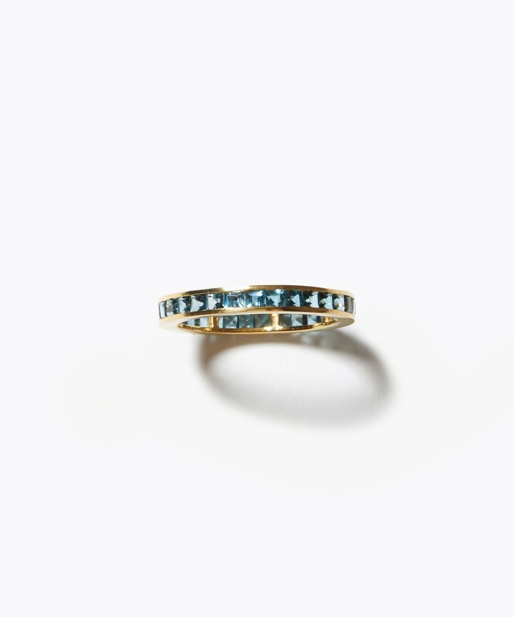 [eden] K10 london blue topaz square pave eternity ring