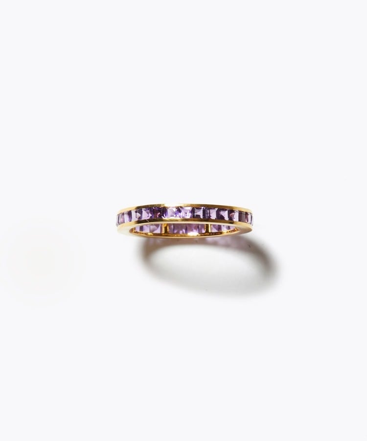 [eden] K10 dark amethyst square pave eternity ring