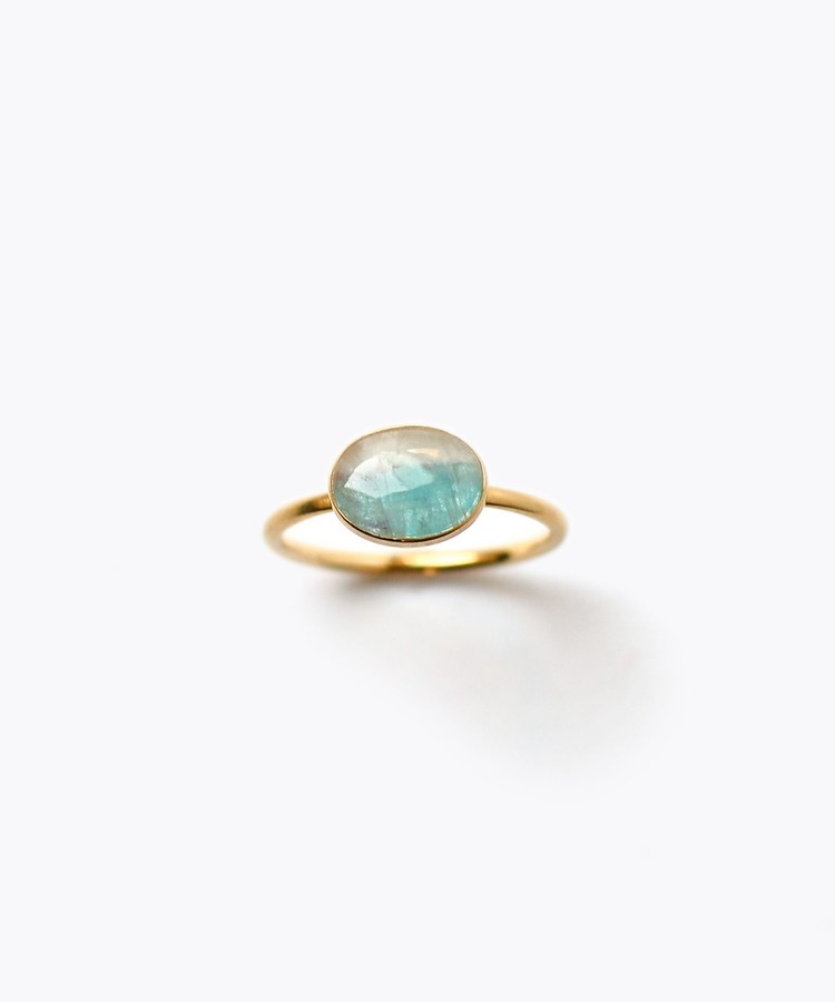 [eden] K10 One of a Kind paraiba tourmaline in quartz oval cabochon ring
