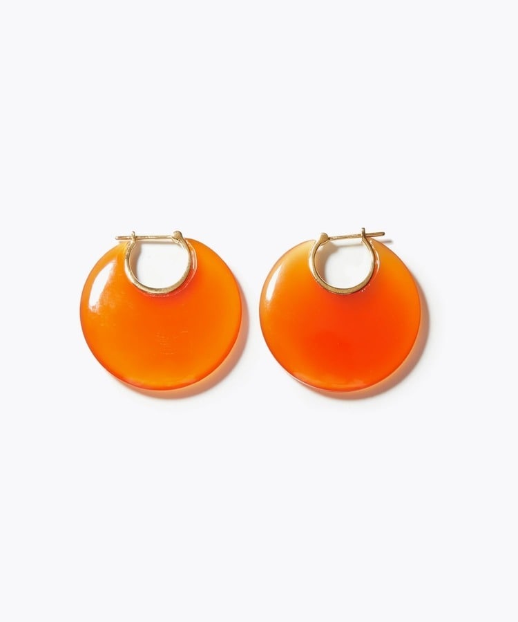 [ancient] carnelien big hoop pierced earring