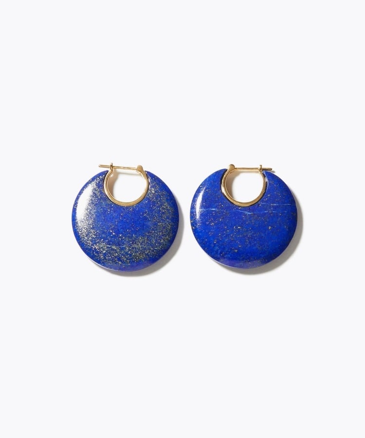 [ancient] lapis lazuri big hoop pierced earring