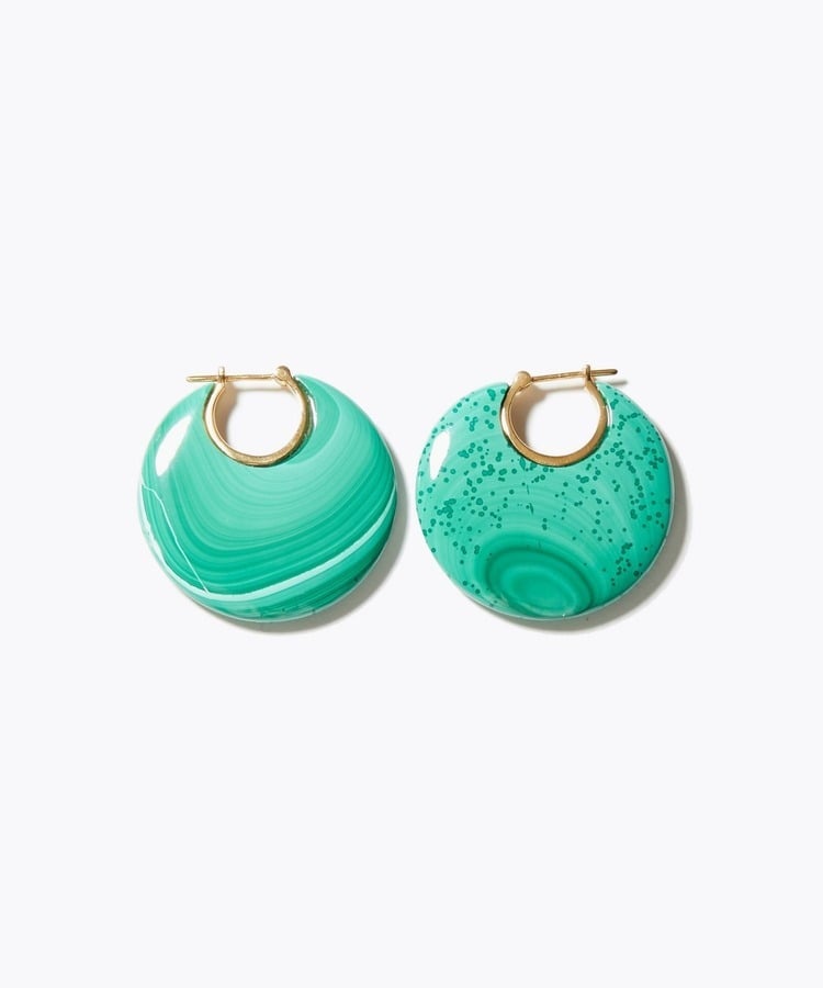 [ancient] malachite big hoop pierced earring