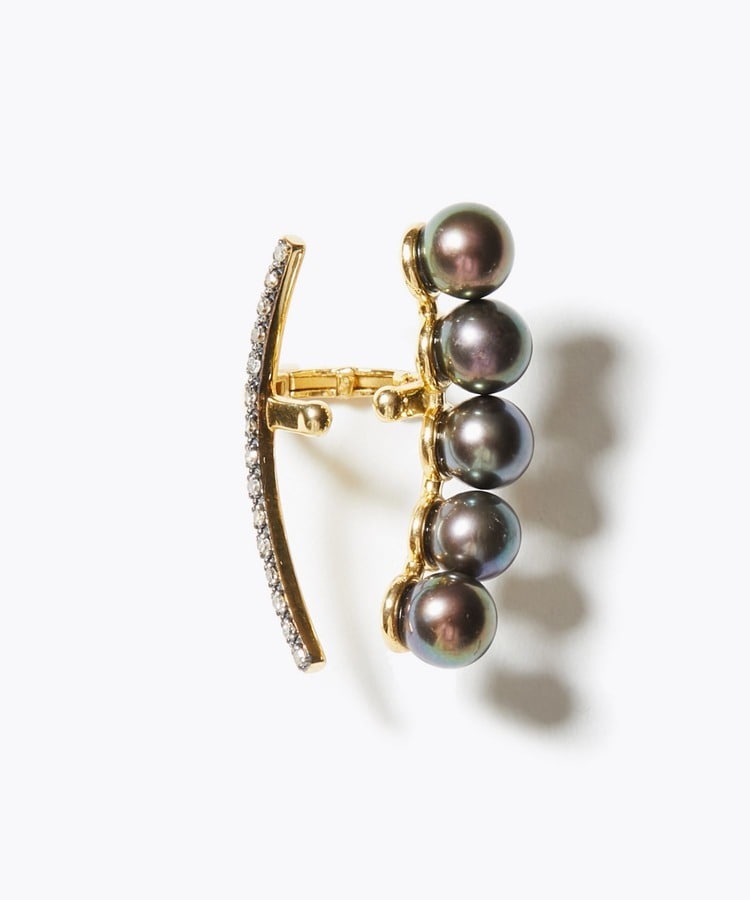 [lotus] gray pearl pave diamonds reversible cuff