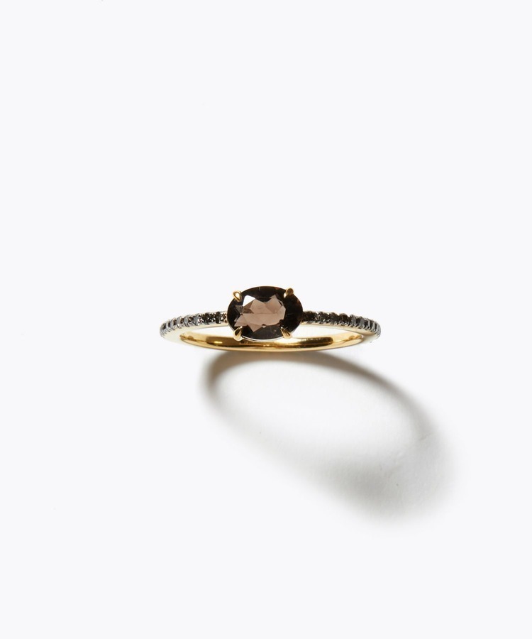 [elafonisi] smoky quartz pave diamonds eternity ring