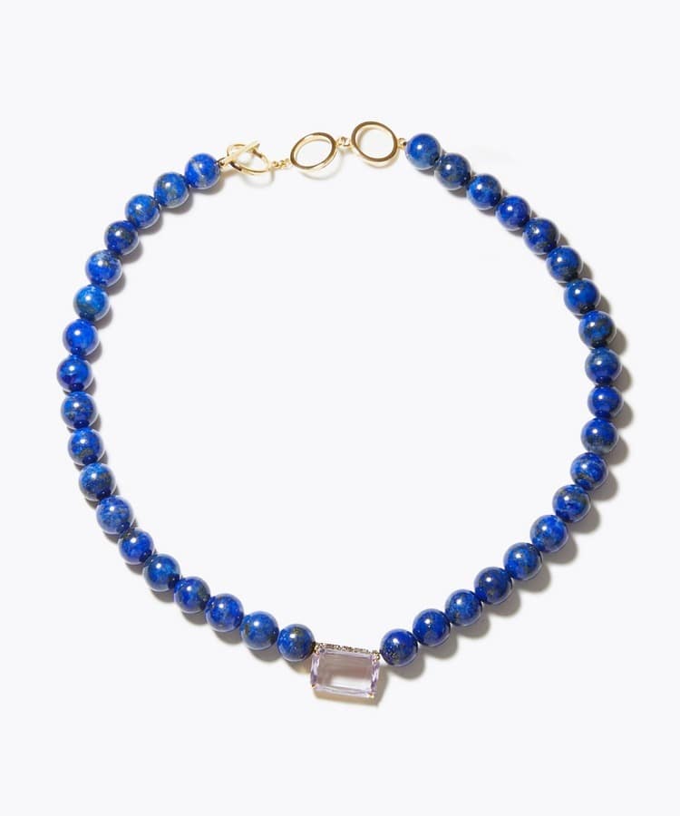[amulette] [A holy stone to ward off evil]lapis lazuli amethyst pave diamonds choker