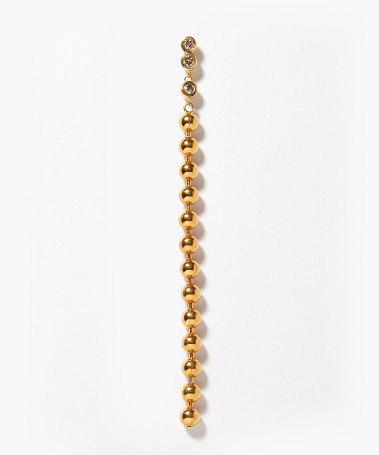 [basic] brown diamond droplet chain single pierced earring