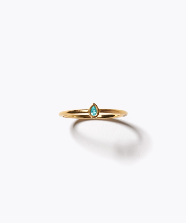 [eden] K10 pear shaped paraiba tourmaline bezel ring