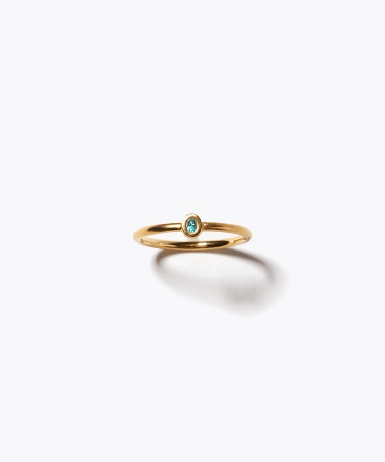 [eden] K10 oval paraiba tourmaline bezel pinky ring