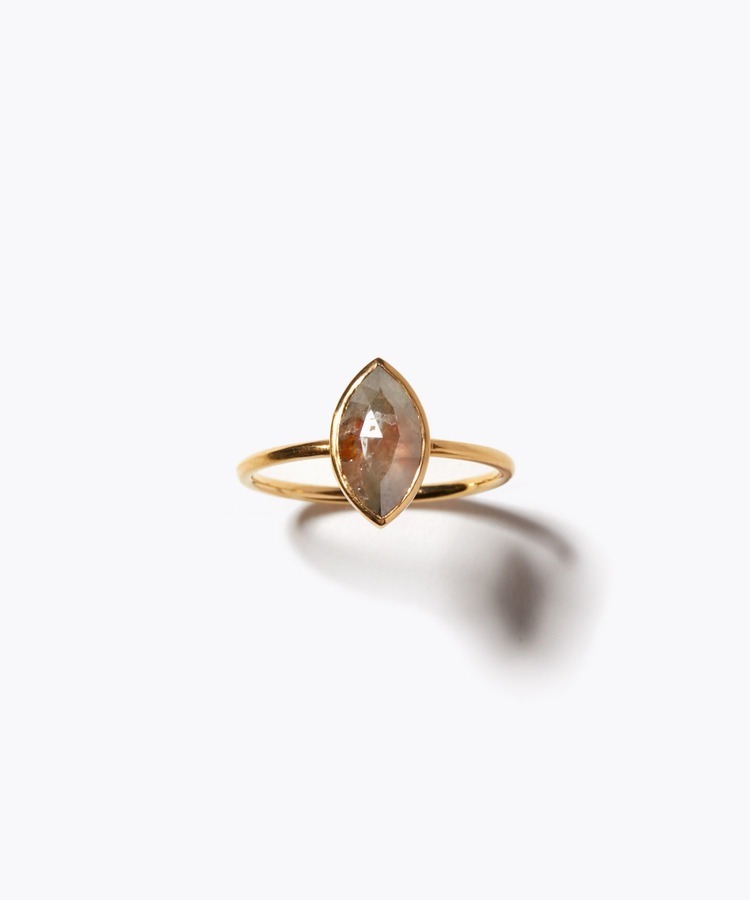 [raw beauty] K10 One of a Kind colored diamond bezel ring