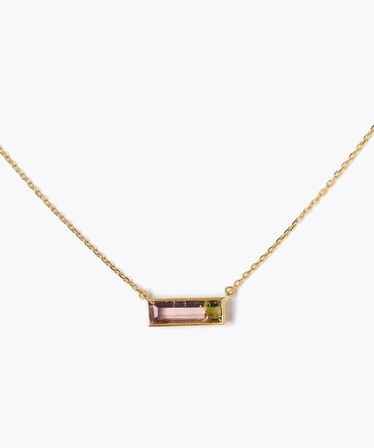 [eden] K10 One of a Kind rectangle watermellon tourmaline necklace
