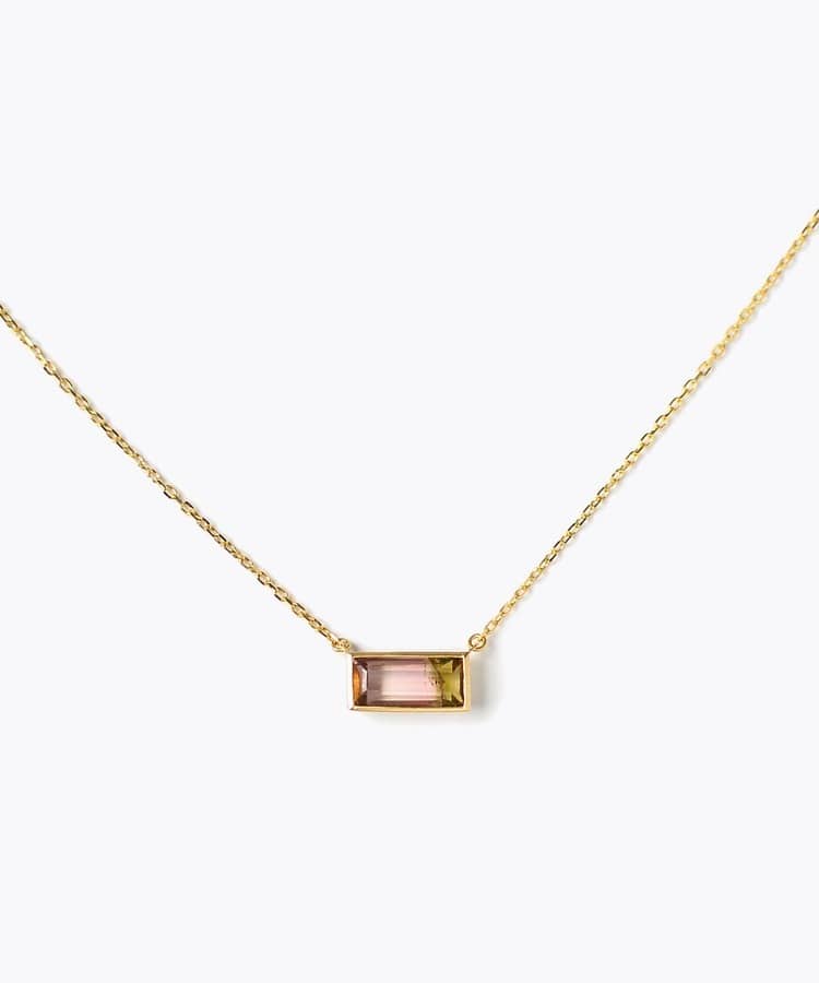 [eden] K10 One of a Kind rectangle watermellon tourmaline necklace