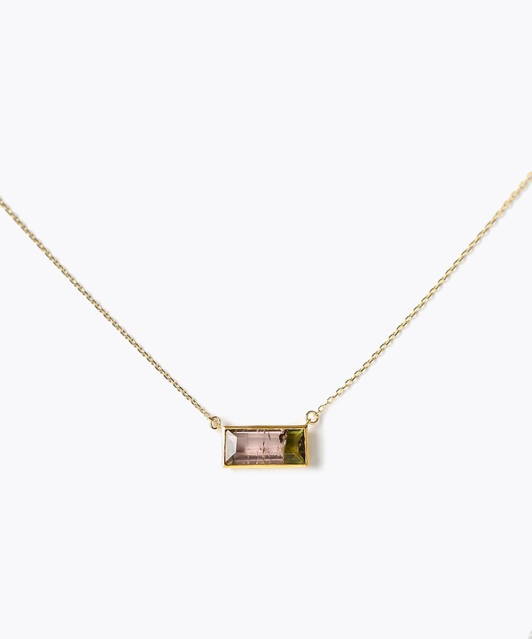[eden] K10 One of a Kind rectangle watermellon tourmaline necklace