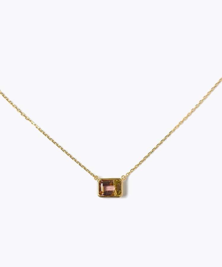 [eden] K10 One of a Kind rectangle watermellon tourmaline necklace