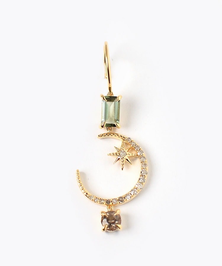 [elafonisi] 【2022 Winter Limited】One of a kind multi tourmaline new moon single pierced earring