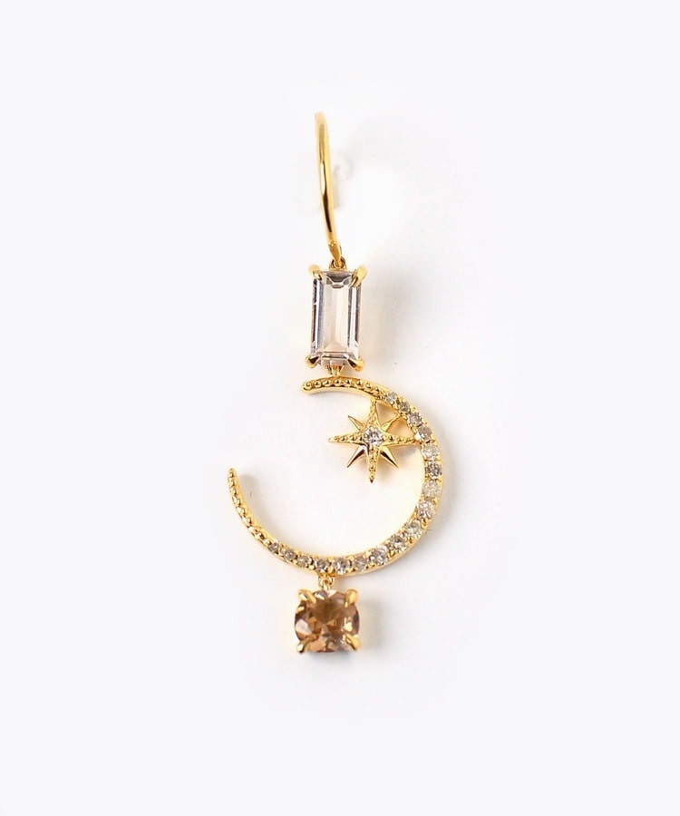 [elafonisi] 【2022 Winter Limited】One of a kind multi tourmaline new moon single pierced earring
