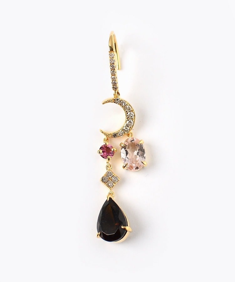 [elafonisi] 【2022 Winter Limited】One of a Kind multi tourmaline new moon chandelier single pierced earring
