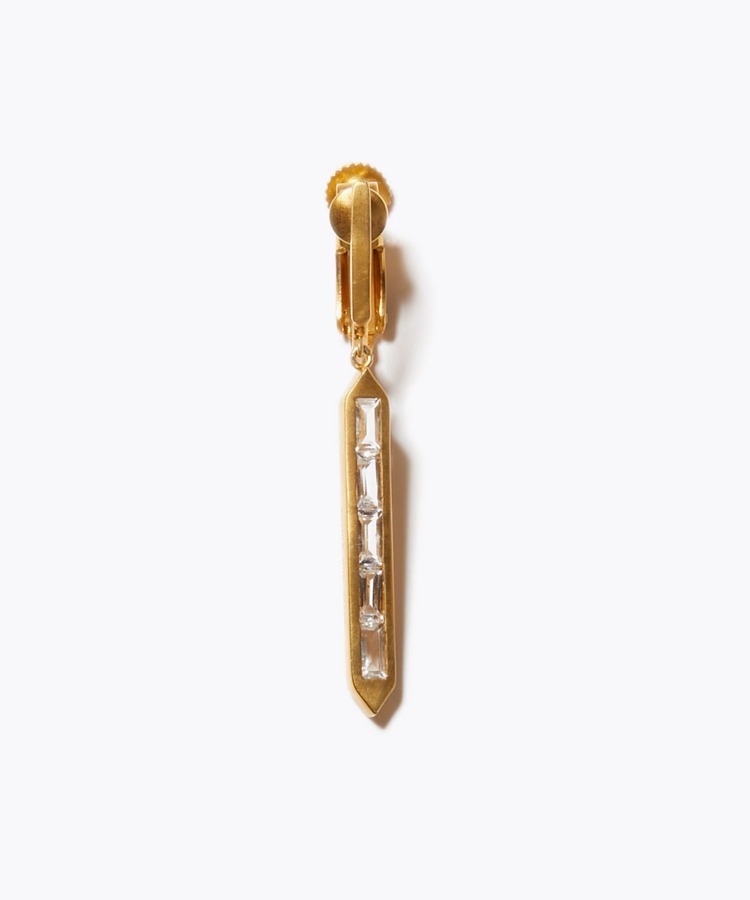 [eden] clear quartz spear single ear clip