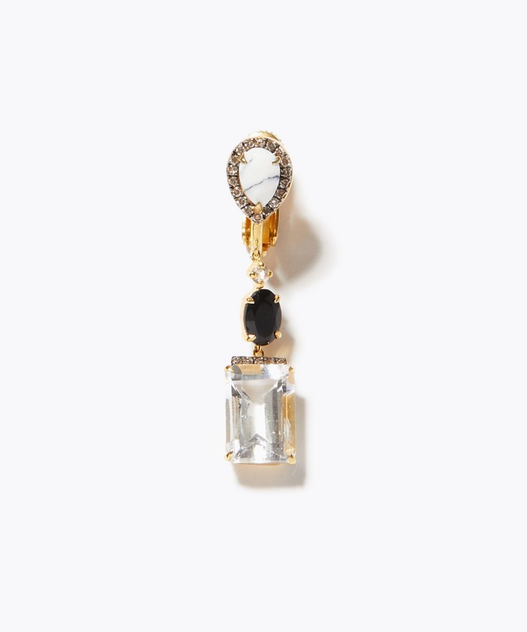[elafonisi] 【2022 Winter Limited】black&white chandelier single ear clip