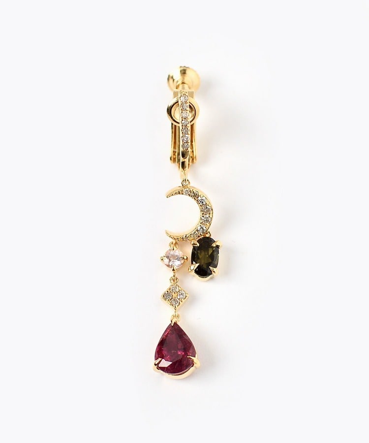 [elafonisi] 【2022 Winter Limited】multi tourmaline long granstar single pierced earring