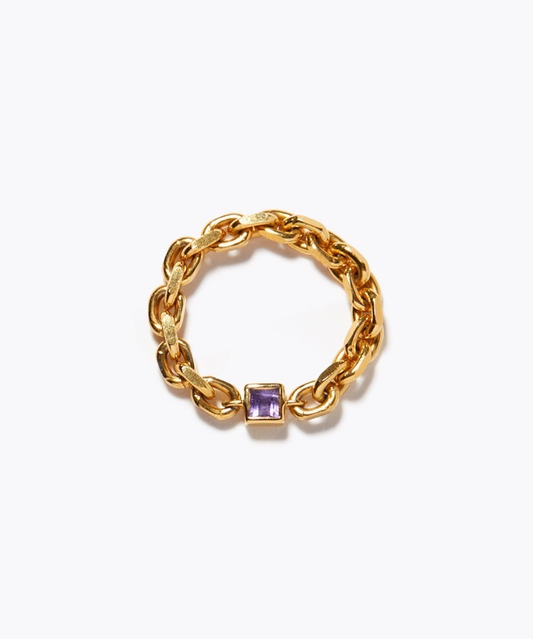 [eden] princess cut amethyst chain ring