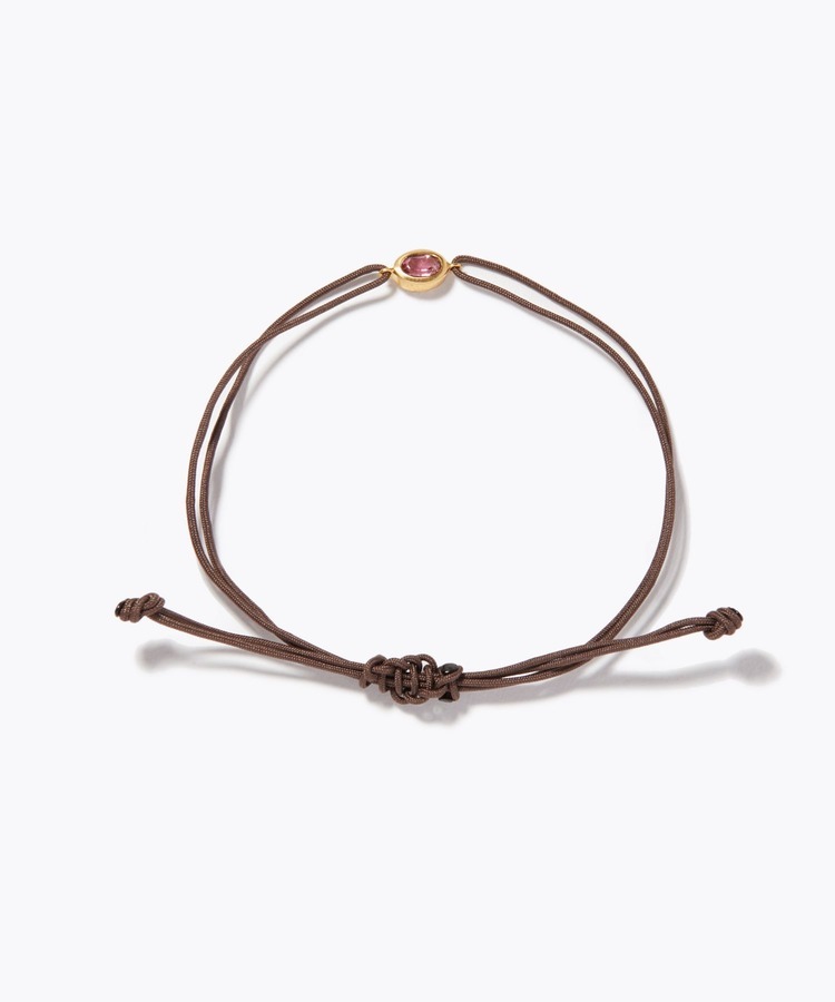 [I am donation] bezel pink tourmaline unisex size cord bracelet