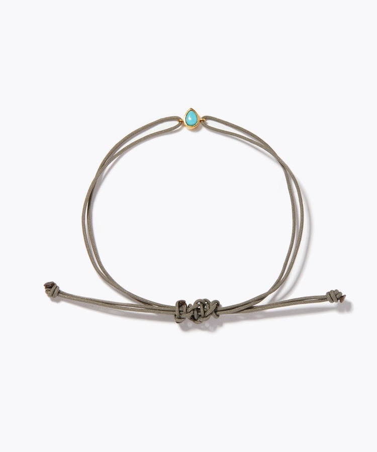 [I am donation] bezel turquoise unisex size cord bracelet