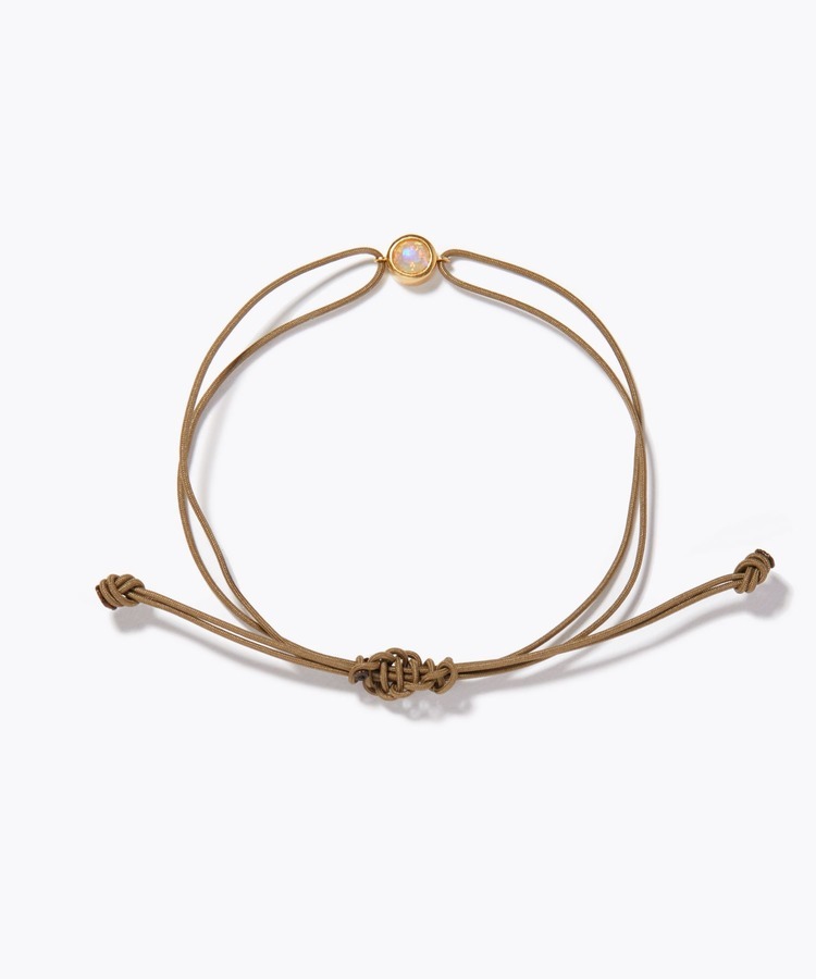 [I am donation] bezel opal unisex size cord bracelet