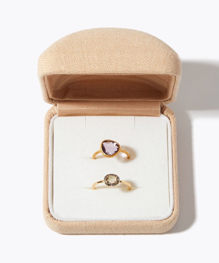 [elafonisi] 【2022 Winter Limited】amethyst × Bi-color tourmaline pave diamonds rings set