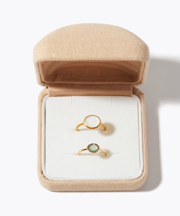 [elafonisi] 【2022 Winter Limited】moonstone × emerald pave diamonds rings set