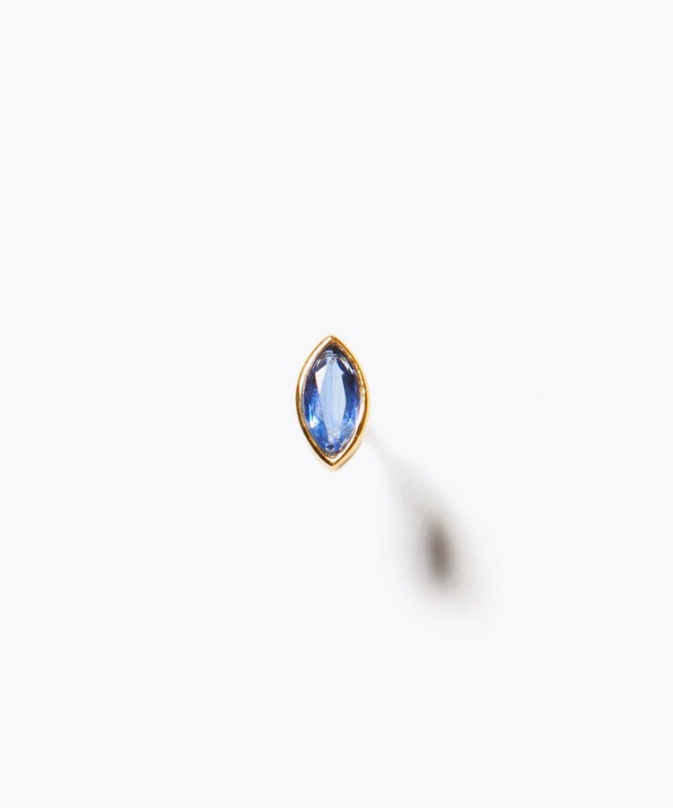 [eden] K10 marquise kyanite bezel stud single pierced earring