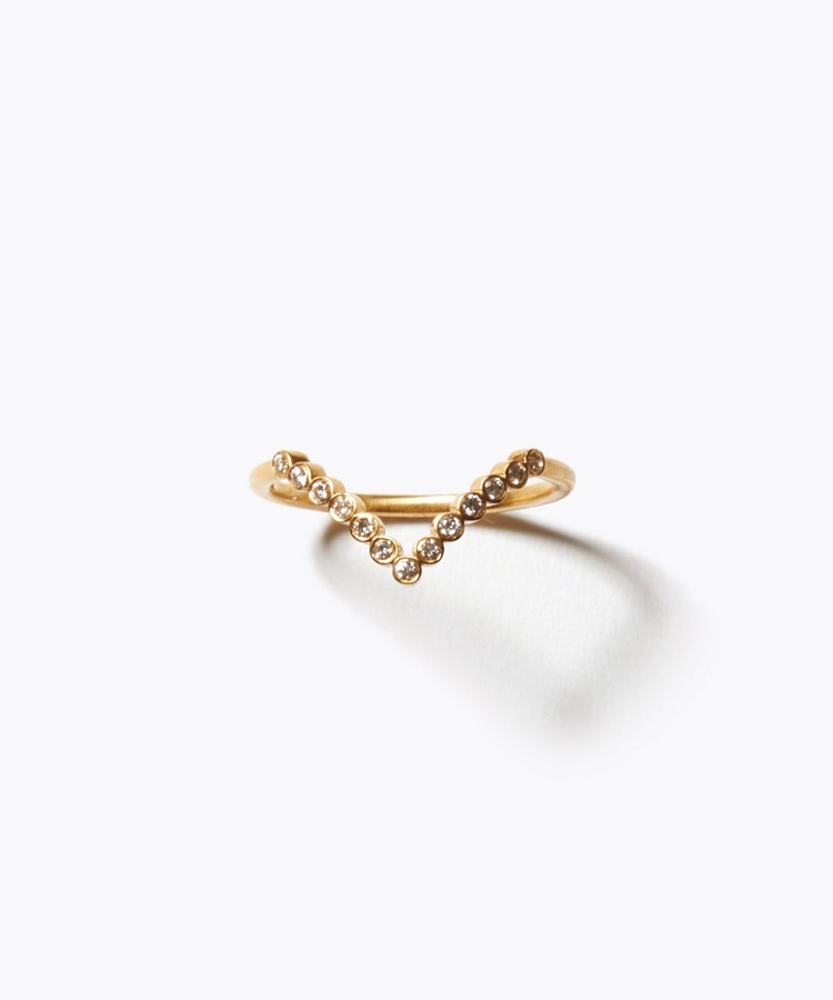[eden] K10 diamond curved bezel half eternity ring
