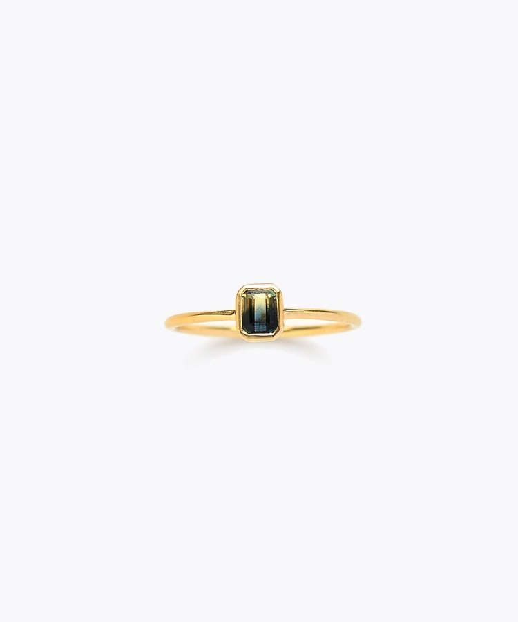 [eden] One of a kind K10 bi-color sapphire medium ring