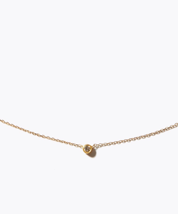 [basic] K10 brown diamond bezel necklace