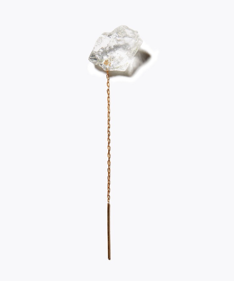 [eden] rough clear quartz single pierced earring