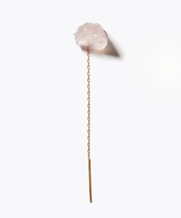 [eden] rough rose quartz single pierced earring