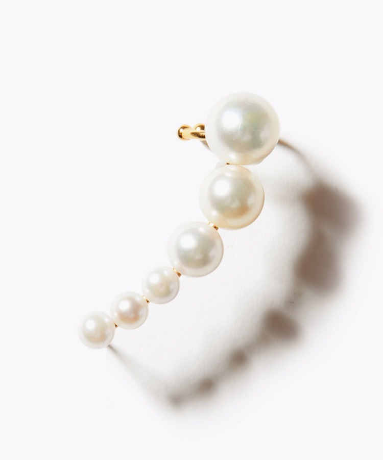[philia] akoya pearl gradation line earcuff pierced earring