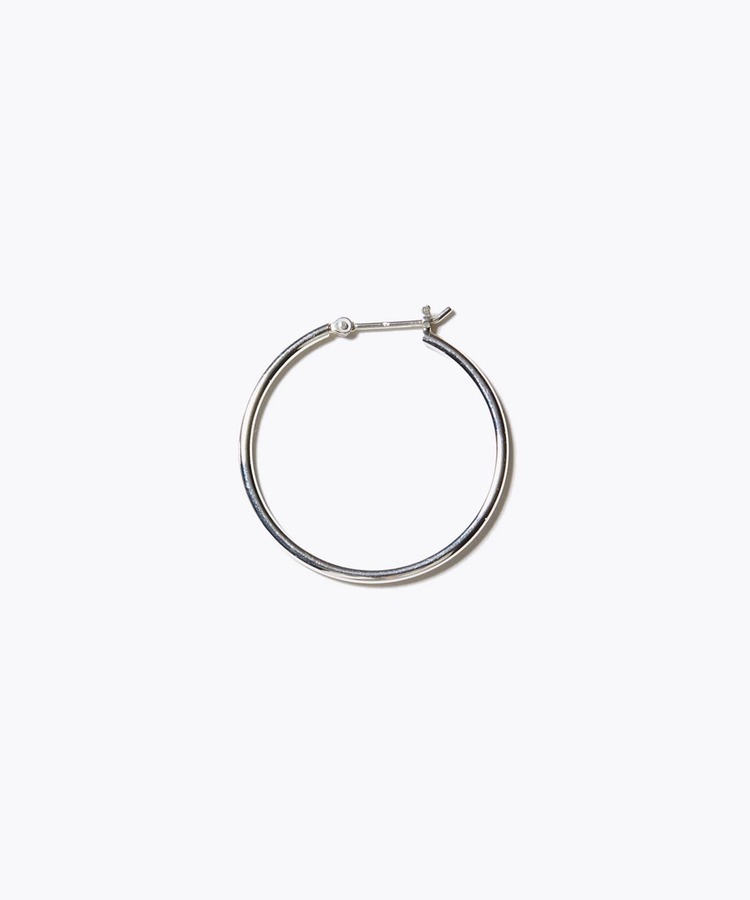 [bone] organic thin middle silver hoop single pierced earring